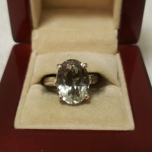 Green Amethyst Ring in Sterling Silver